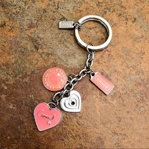 Coach Silver Keychain Charm with Hearts